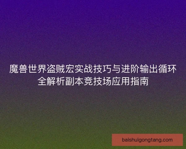 魔兽世界盗贼宏实战技巧与进阶输出循环全解析副本竞技场应用指南